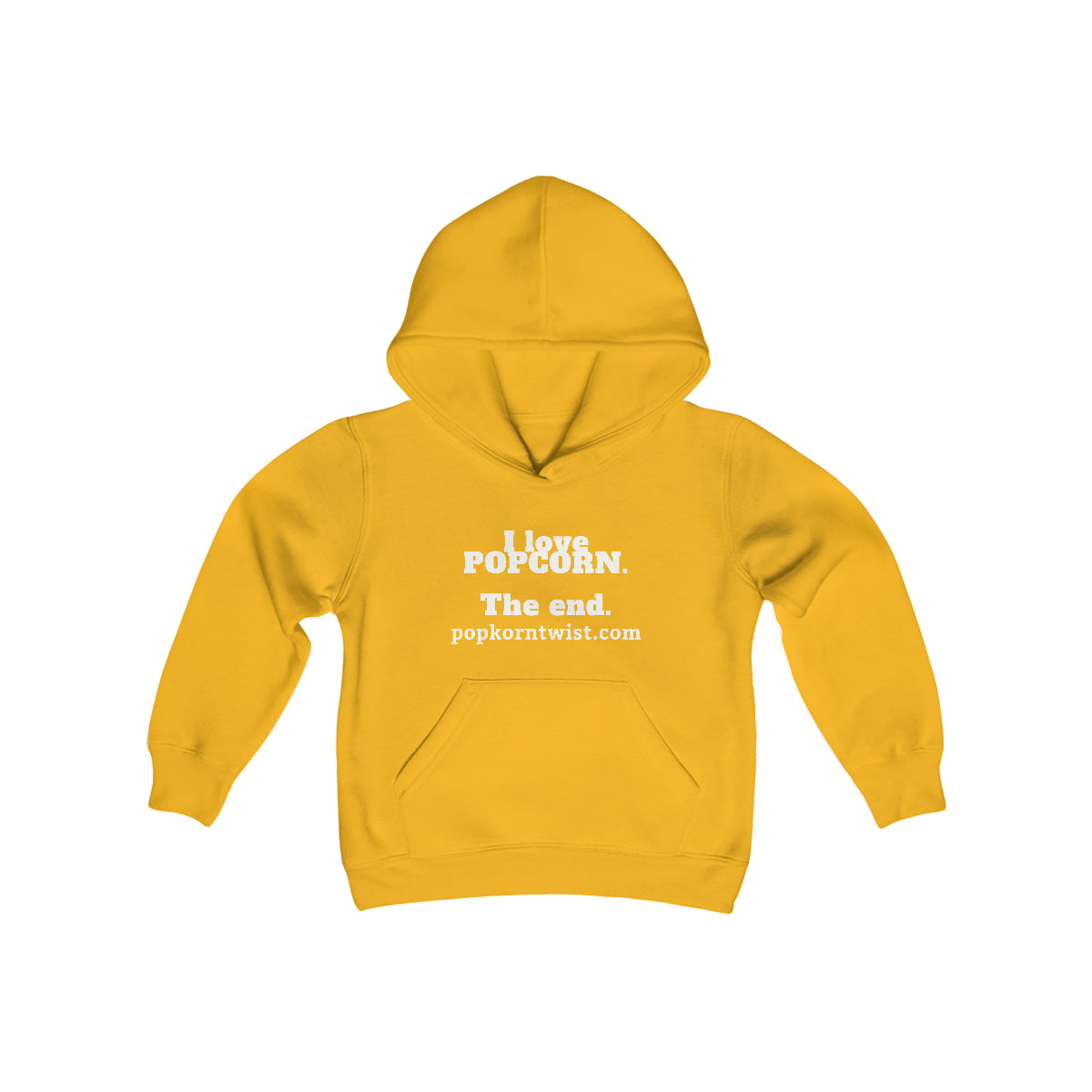 Youth Hoodie - I Love PopKorn. The End.