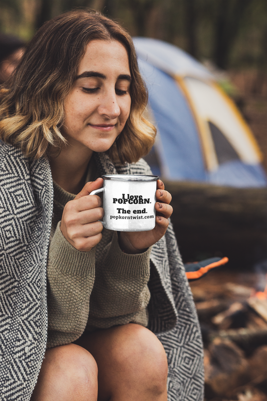 Enamel Mug - I Love Popcorn. The End. + PopKorn Logo
