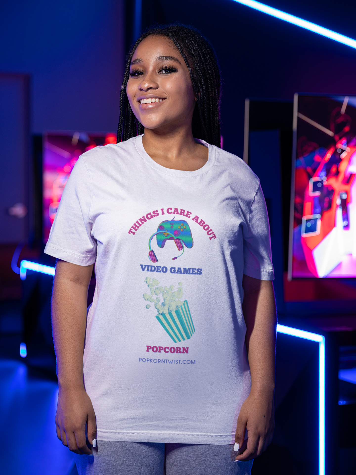T- shirt - Things I Care About Video Games and Popcorn