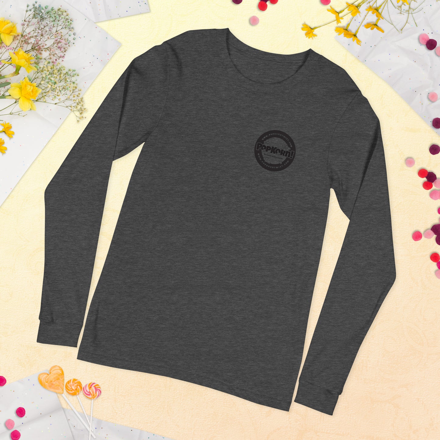 Long Sleeve Tee - Branded PopKorn Logo (small logo size)