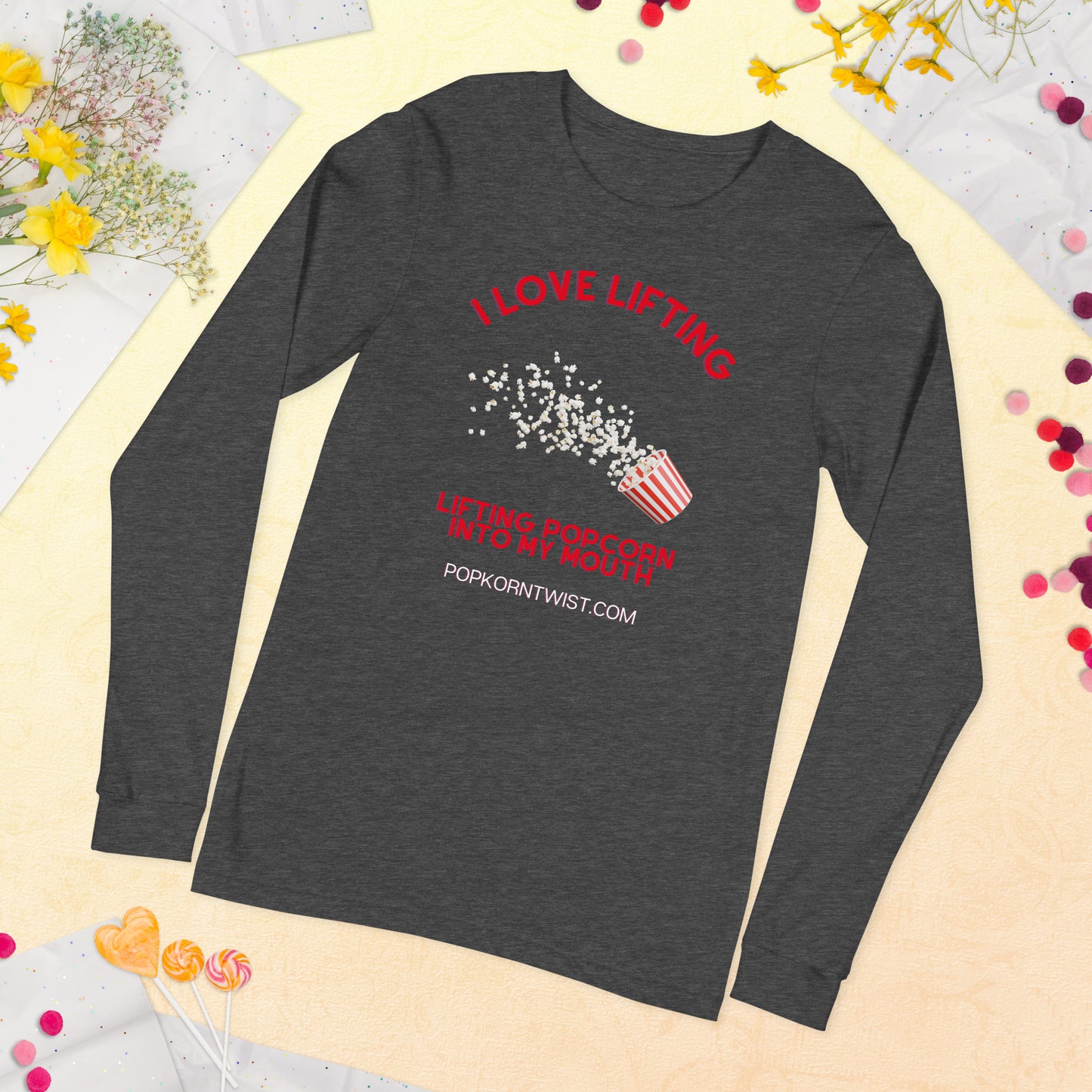 Long Sleeve Tee - Lifting Popcorn Into My Mouth