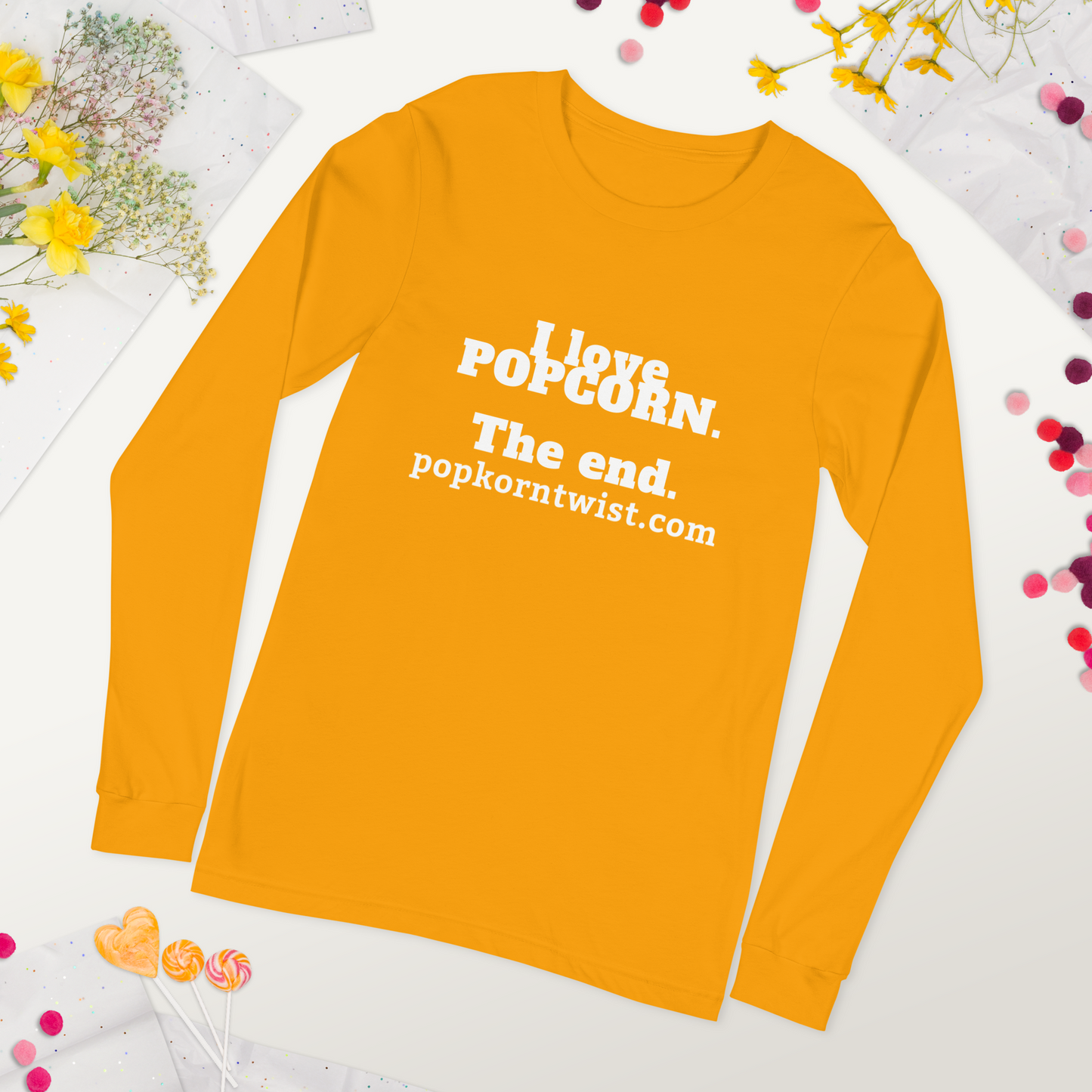 Long-Sleeve Tee - I Love Popcorn. The End