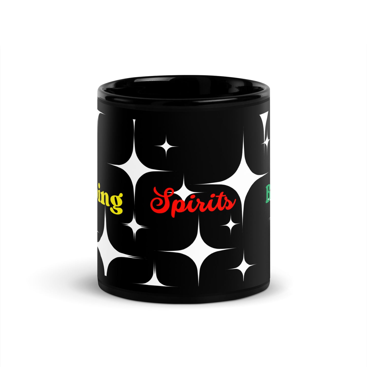 Popping Spirits Bright - Black Glossy Mug