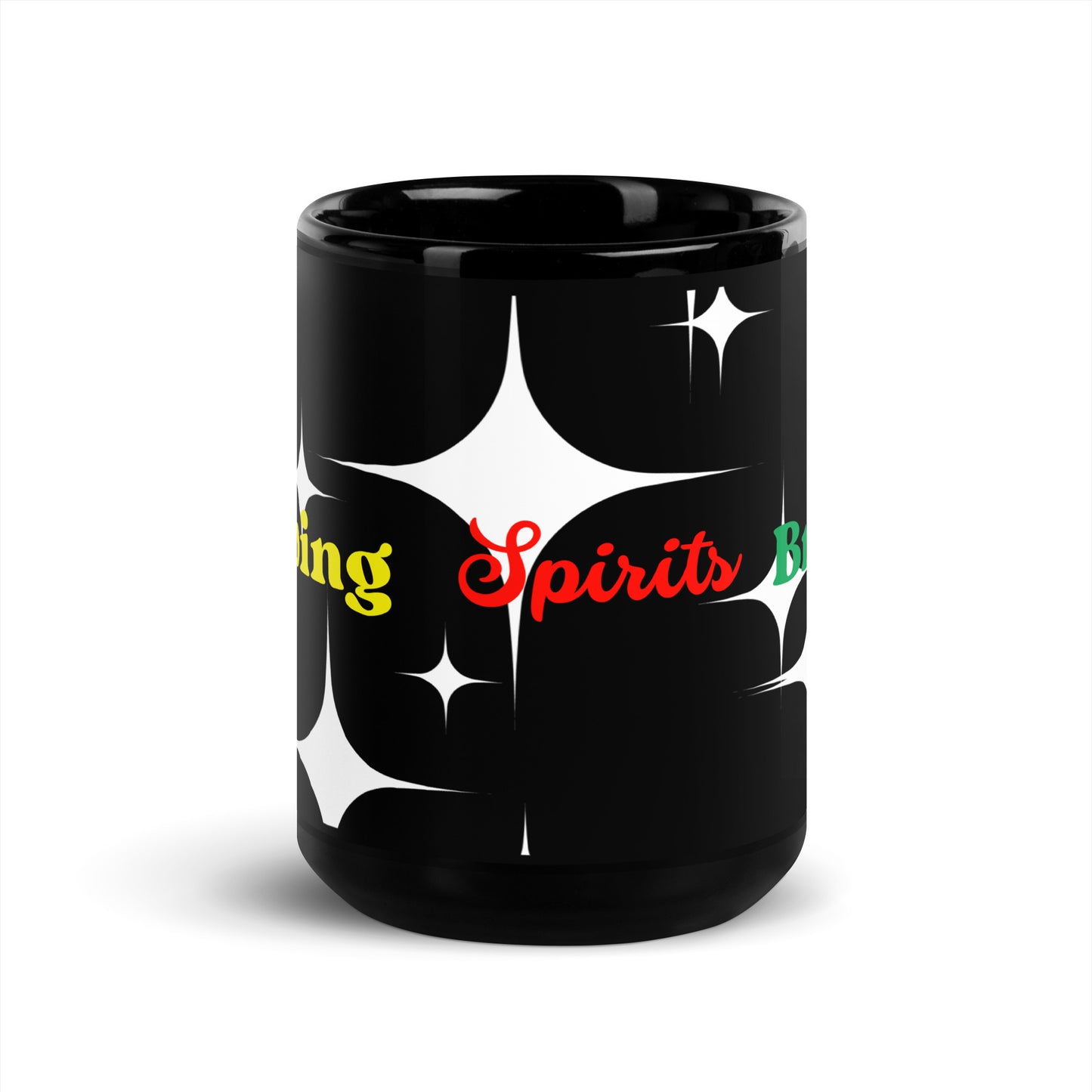 Popping Spirits Bright - Black Glossy Mug