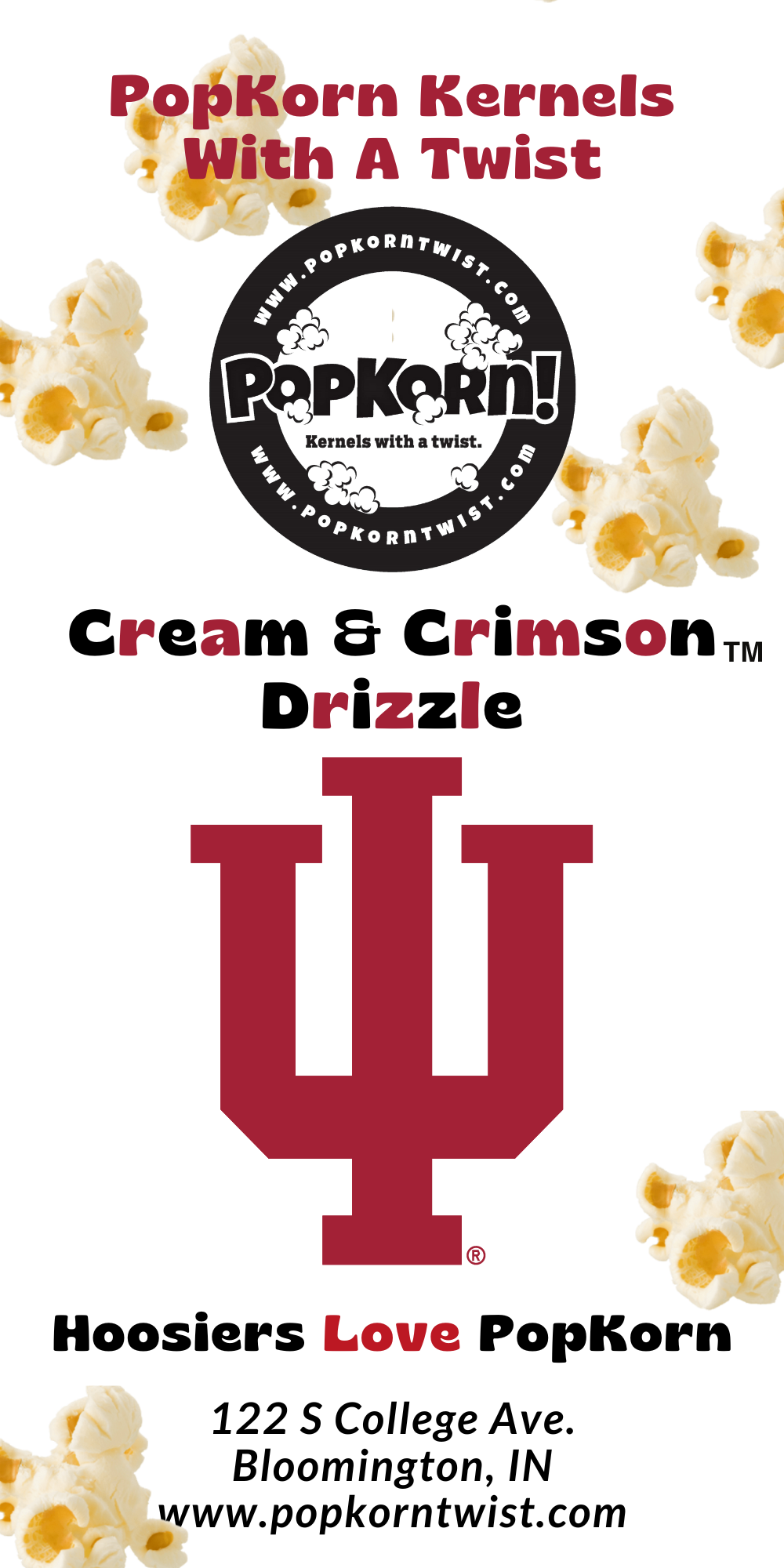 CREAM & CRIMSON DRIZZLE (Hoosiers Love PopKorn - Official IU Licensed flavor)