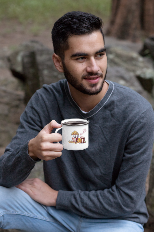 Popcorn, Cocoa, and Gingerbread - Enamel Mug