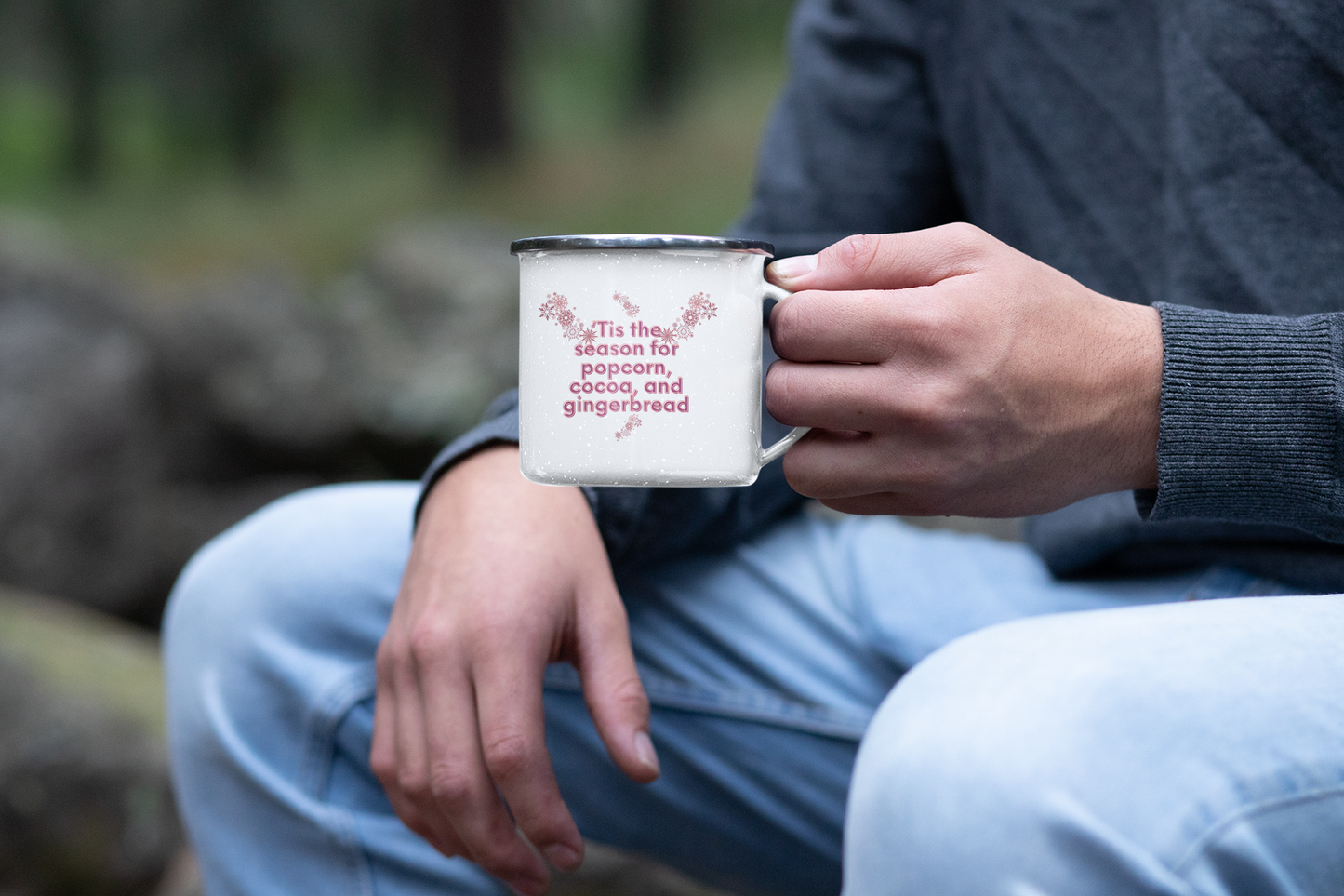 Popcorn, Cocoa, and Gingerbread - Enamel Mug